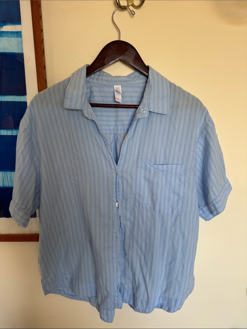 Light Blue Striped Women's Pajama Shirt